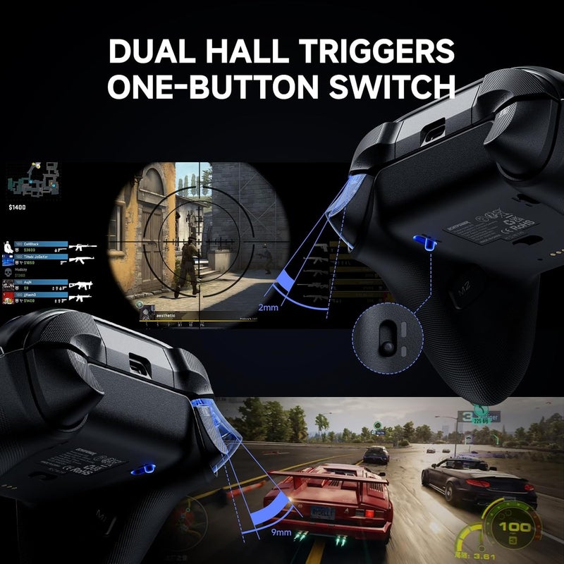 ECHTPower Store وحدة تحكم PC لاسلكية EP04 مع عصي التحكم TMR ومشغلات هول مزدوجة، جهاز تحكم متعدد المنصات للـ PC/Switch/Switch2/iOS/Android، اهتزاز بأربعة محركات، قاعدة شحن ذكية، مفتاح ABXY بنقرة واحدة - Image 4